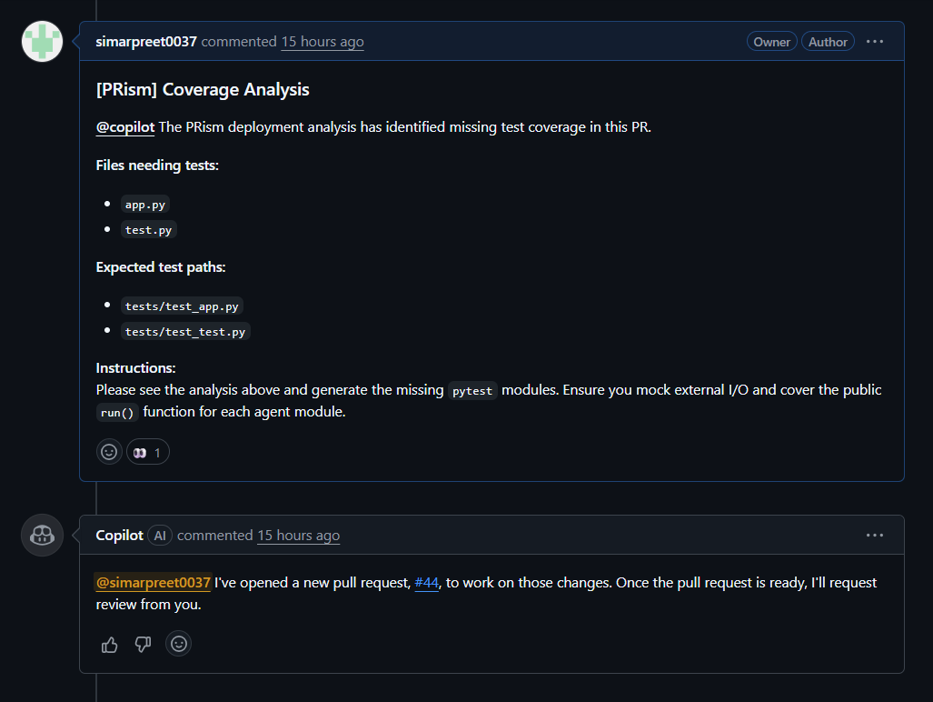 Agent analysis report showing detailed risk breakdown